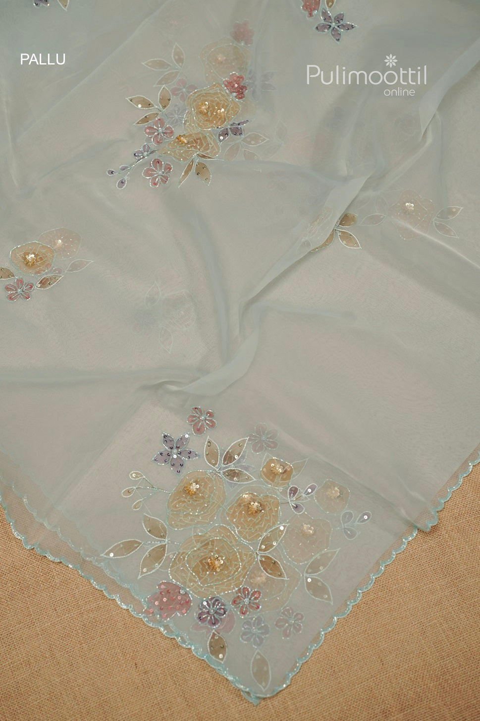 Pastel Blue Organza Fancy Saree