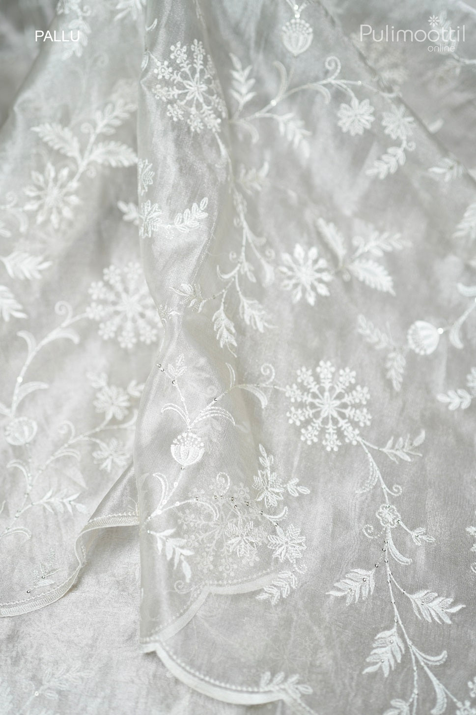 Ivory Colour Tissue Organza Fancy Saree