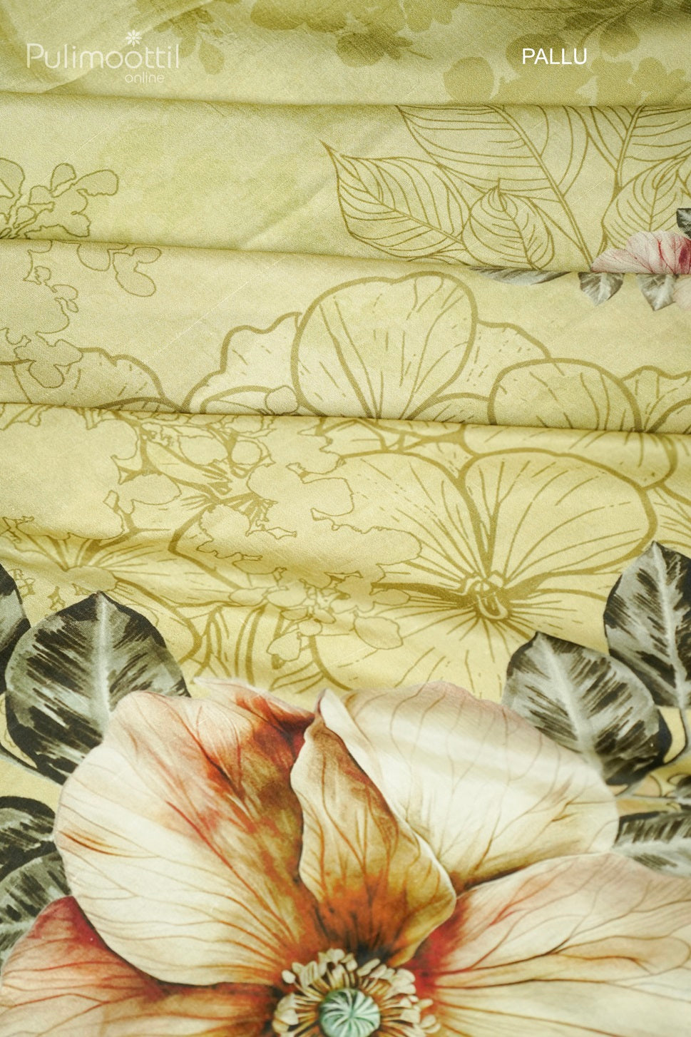 Soft Olive Green Colour Digital Print Tussar Silk Saree