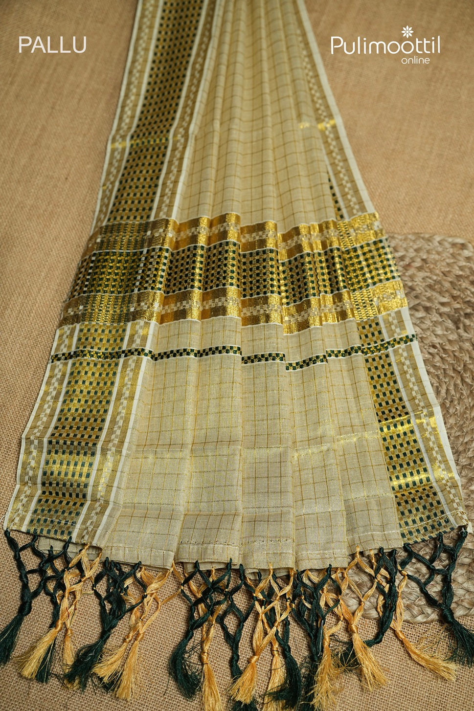 Kerala Traditional Golden Tissue Set Saree
