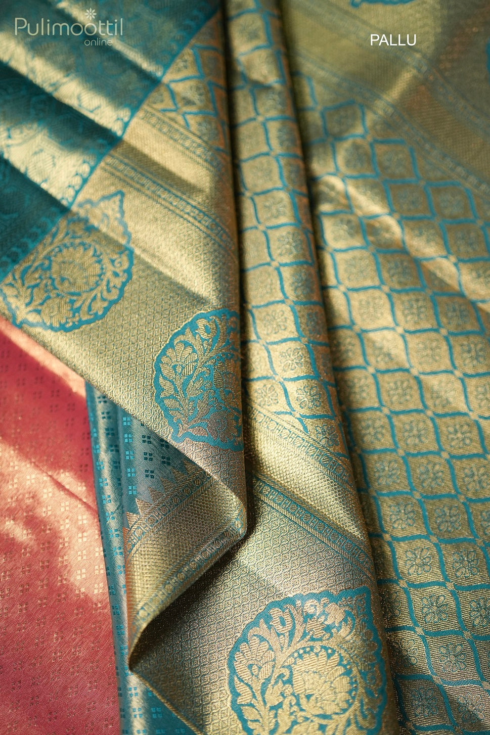 Peach Pink colour Semi Silk Kanchipuram Saree