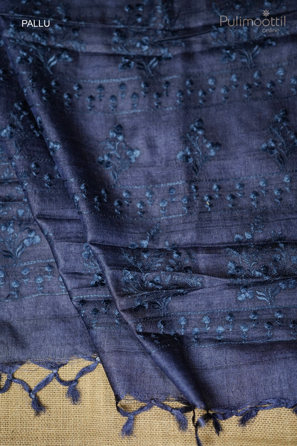Dark Blue Colour Tussar Silk Saree