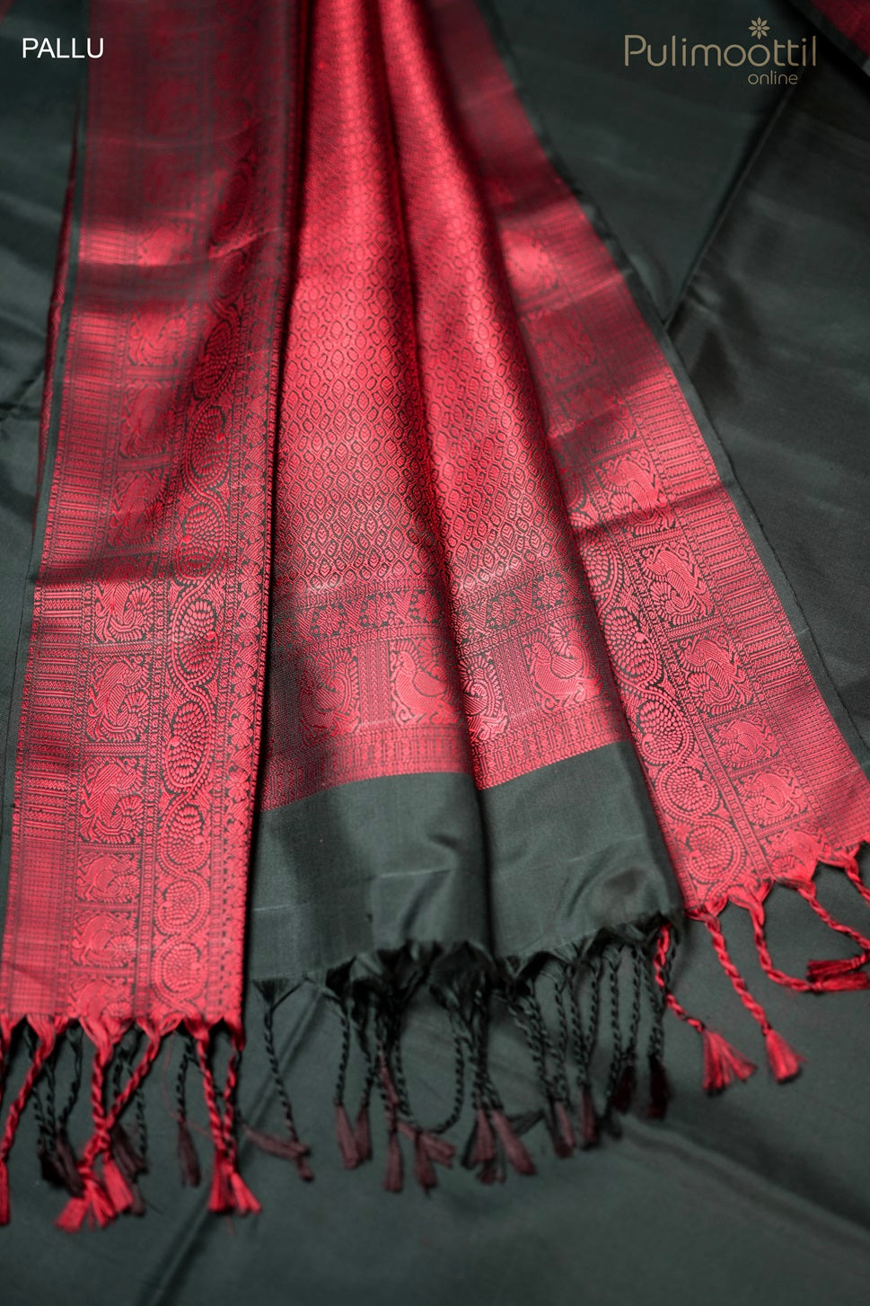 Black Colour Self-Print Kanchipuram Soft Silk Saree