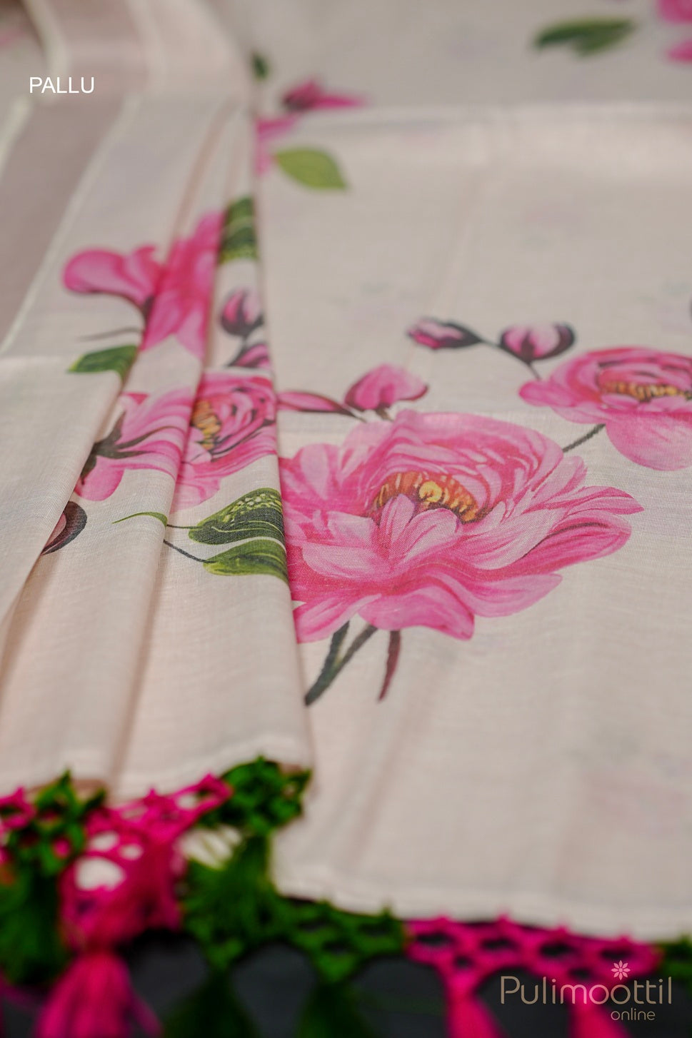 Kerala Rose Gold Tissue Digital Print Set Saree.