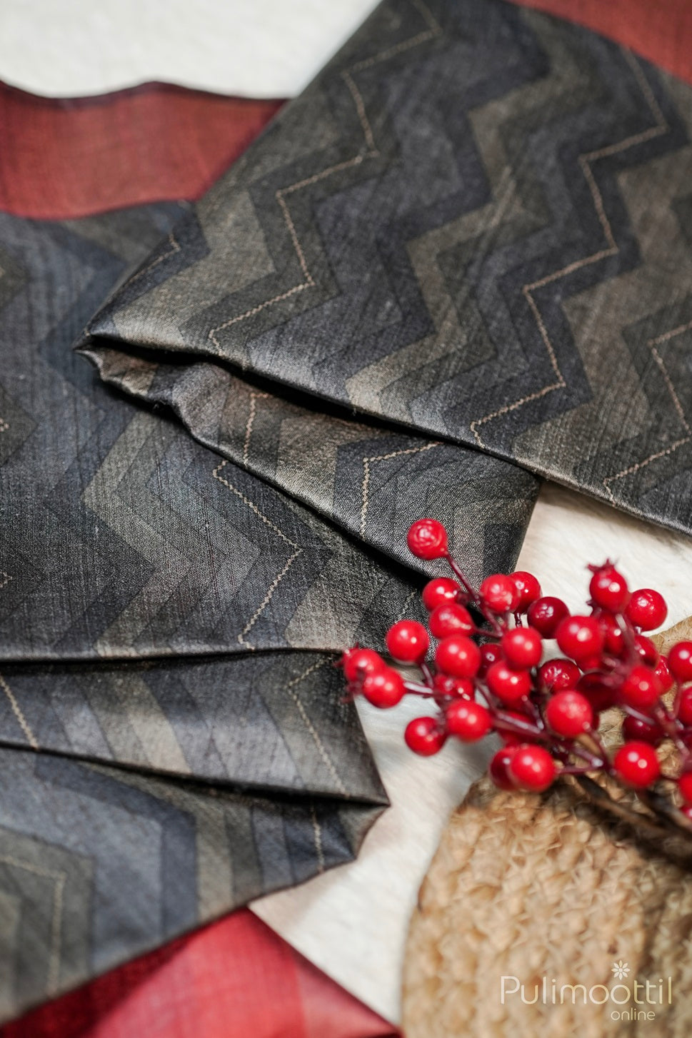 Grey  Colour Jute Silk Saree.