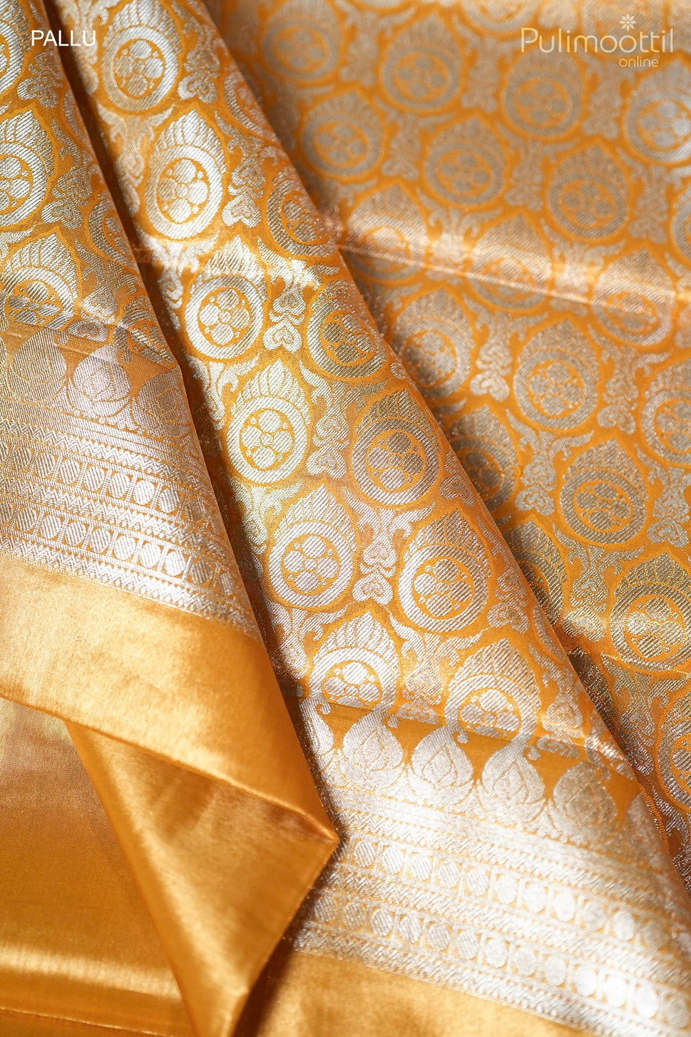Golden Yellow Colour Semi Silk Kanchipuram Saree