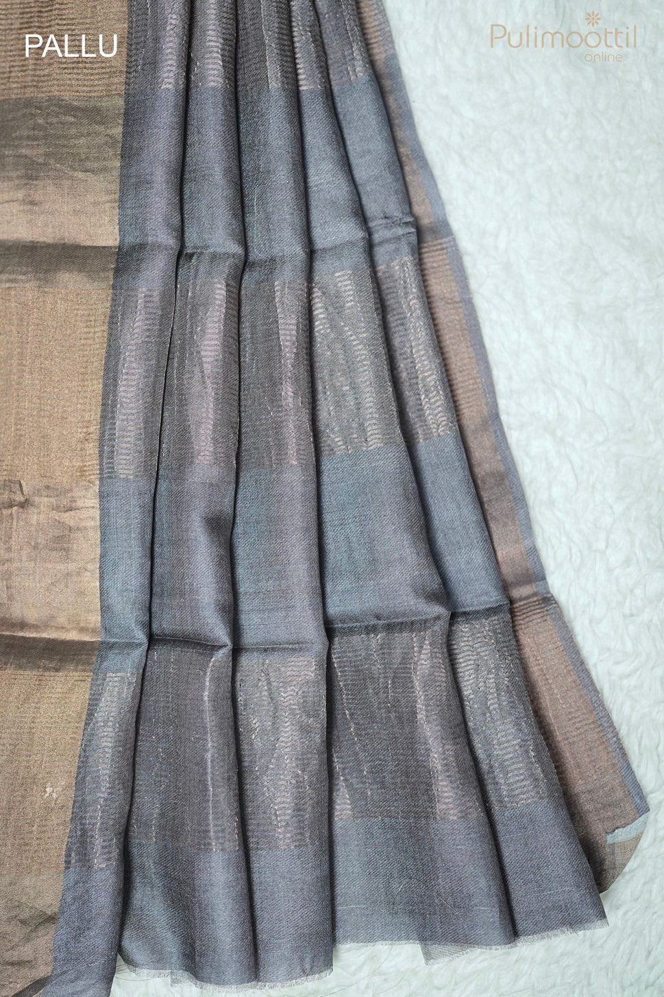 Dark Cream Colour Tussar Silk Saree
