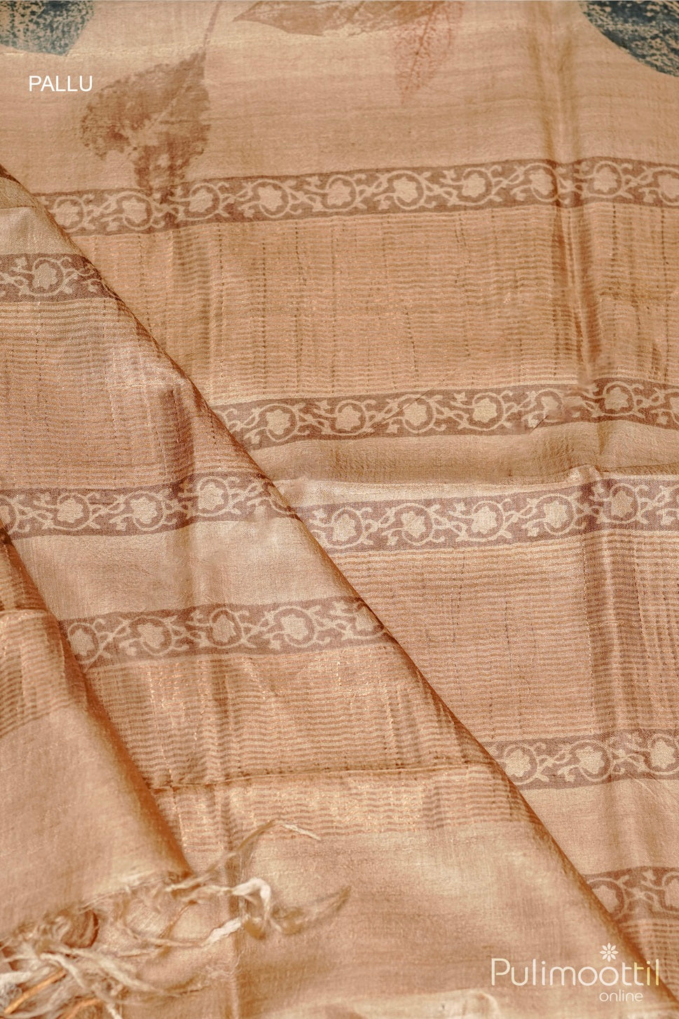 Pastel Chickoo Shade Tussar Silk Saree.