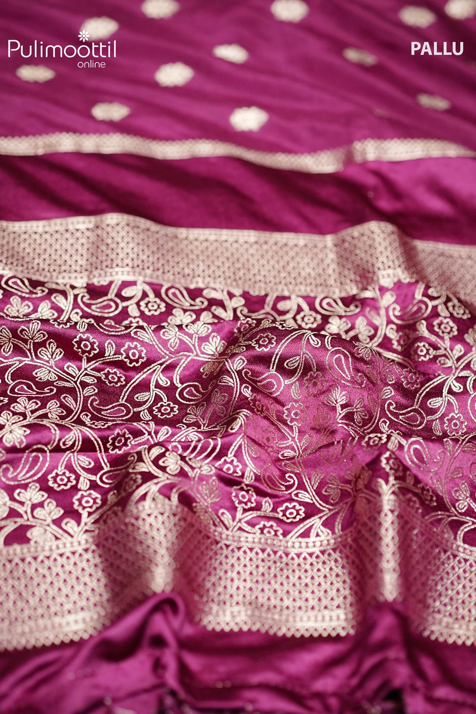Wine Shade Colour Banarasi Silk Saree.