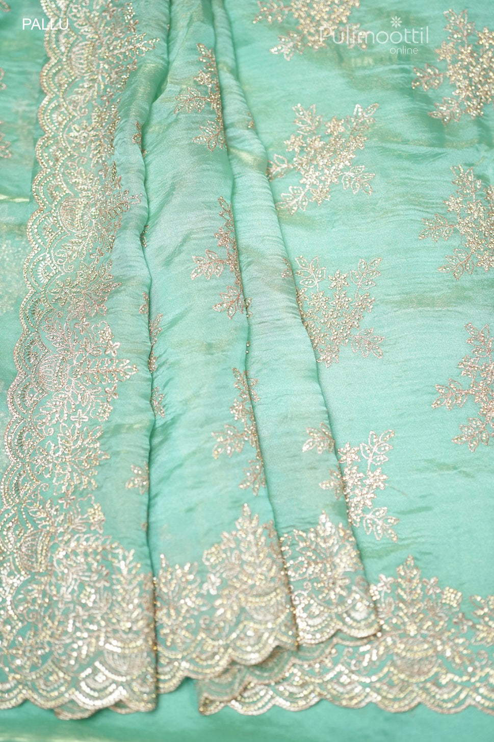 Light Aqua Green Colour Fancy Saree