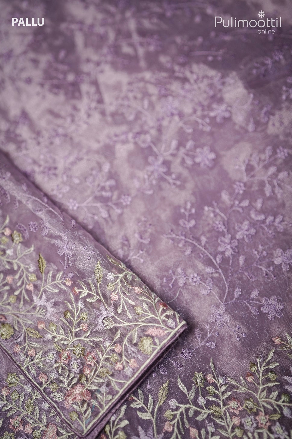 Lavender Colour Organza Fancy Saree.