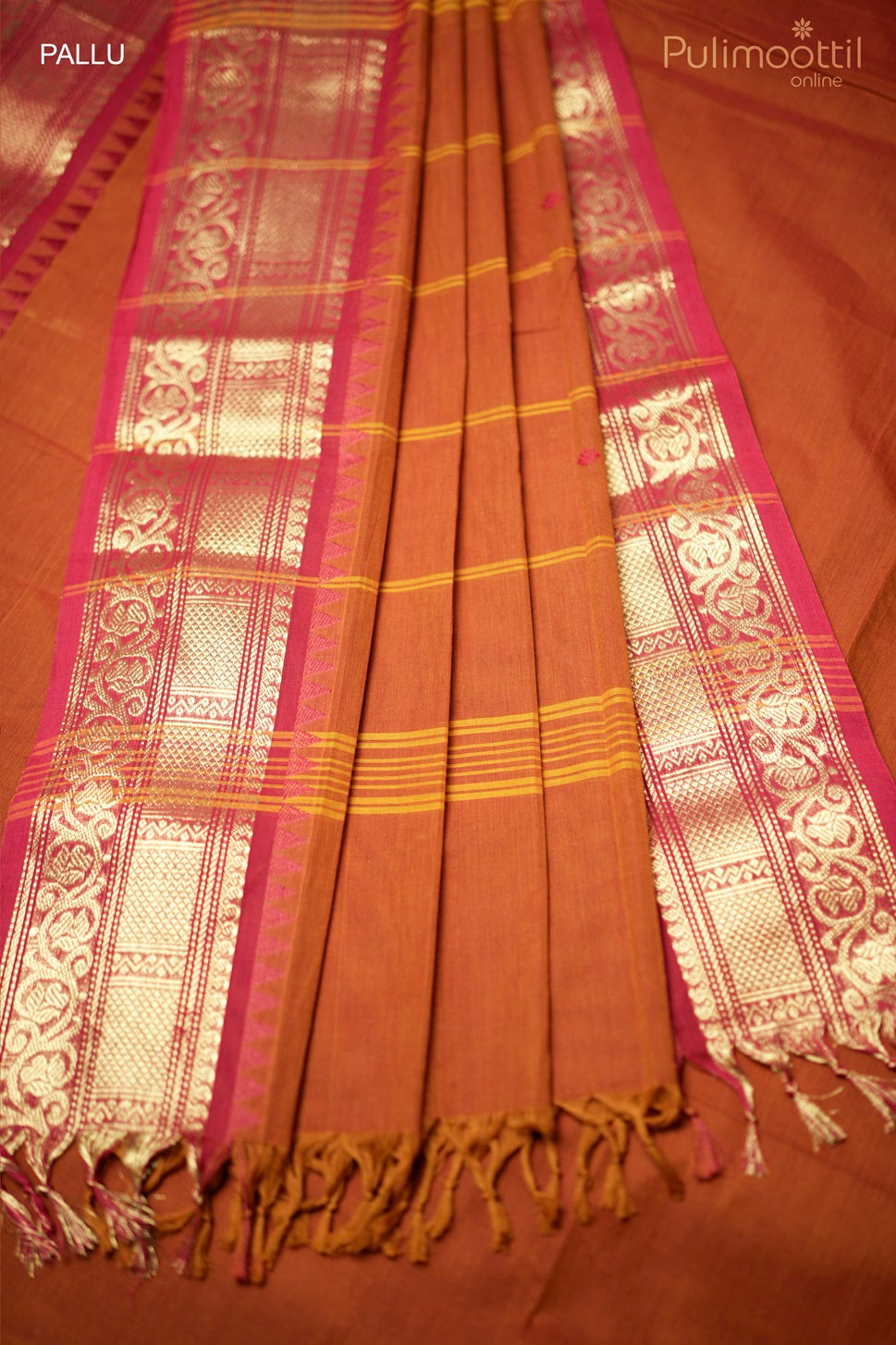 Brick Red Colour Kalyani Cotton Saree