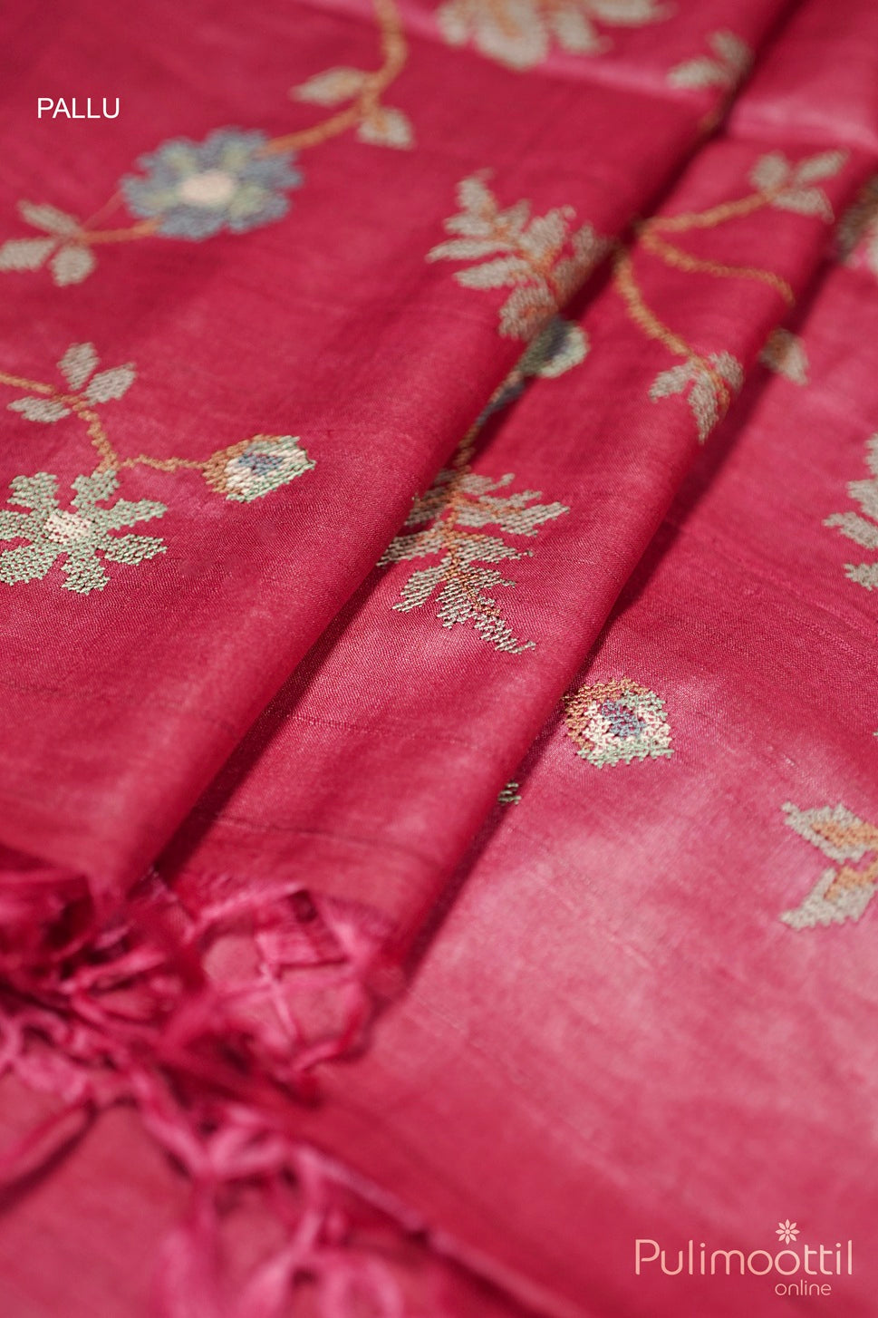 Pink Colour Tussar Silk Saree.