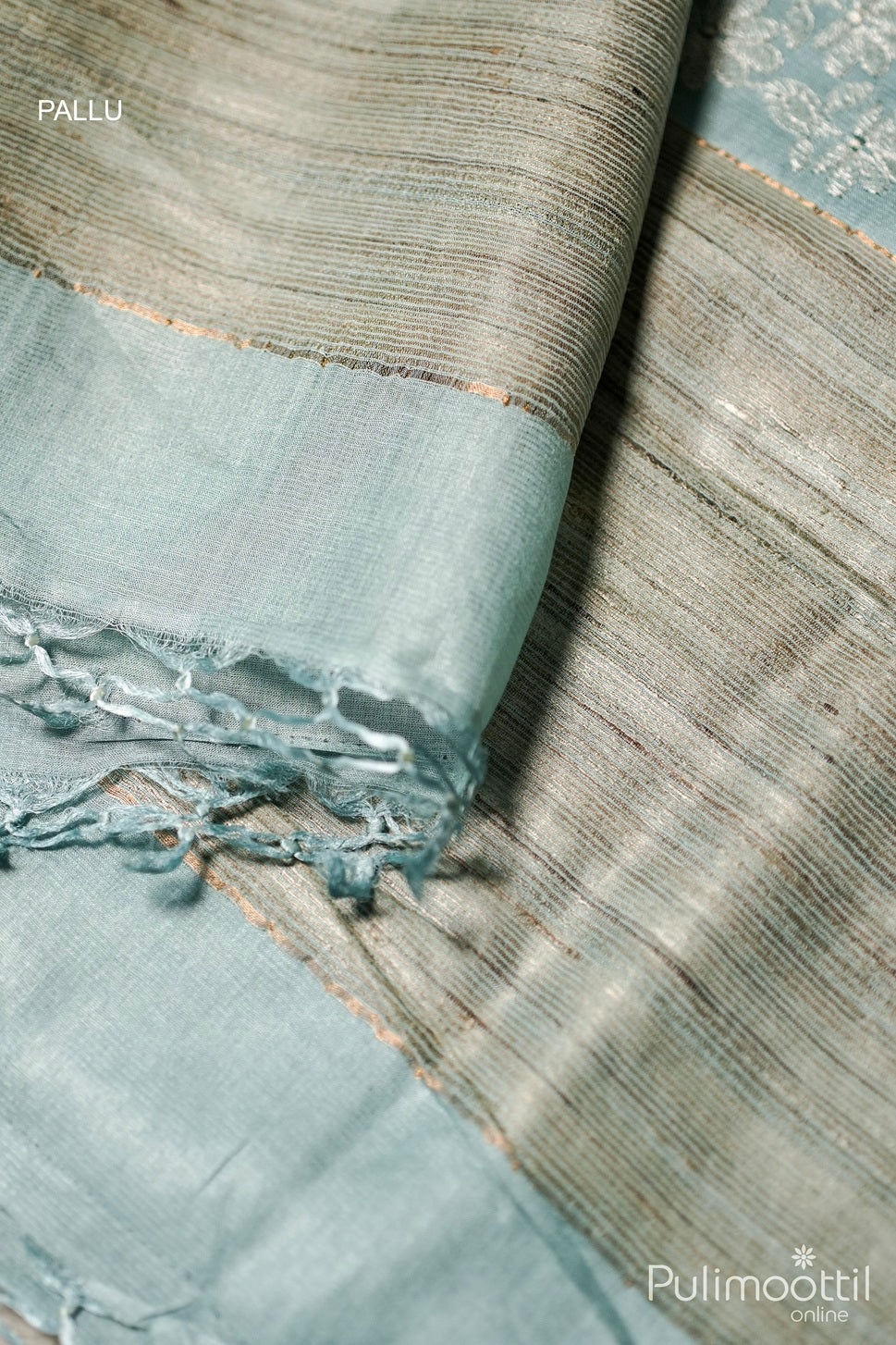 Pastel Blue Colour Tussar Silk Saree.