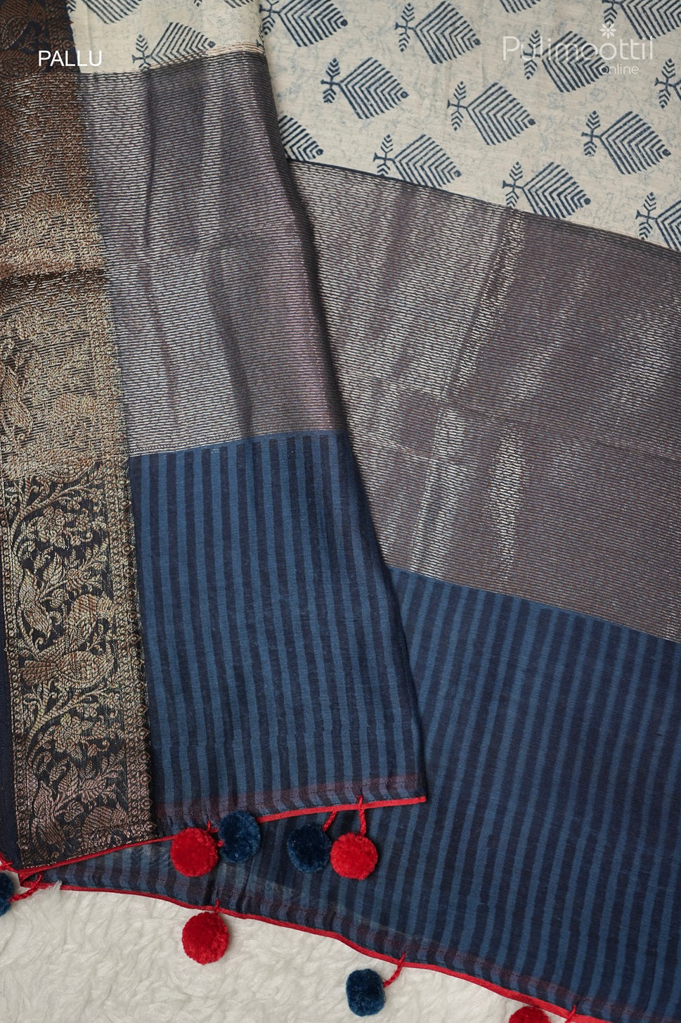 Cream Colour Chanderi Silk Saree.