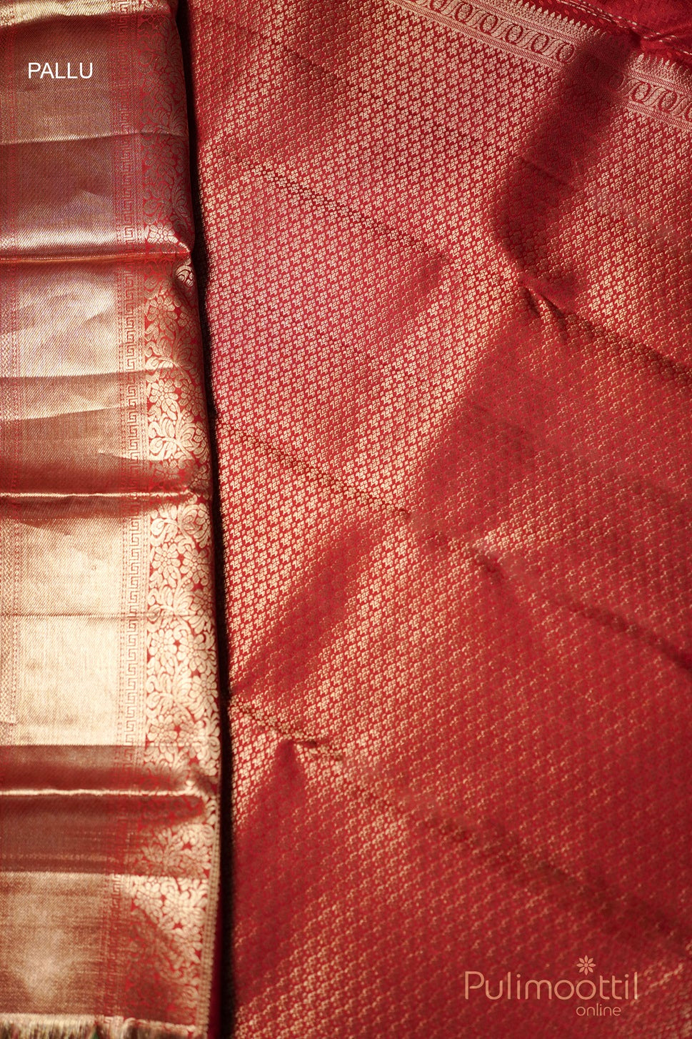 Chilli Red colour Kanchipuram Brocade Wedding Saree