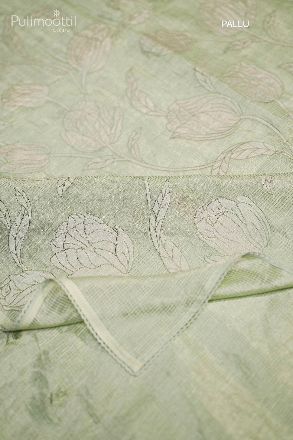 Pista Green Colour Net Cotta Fancy Saree