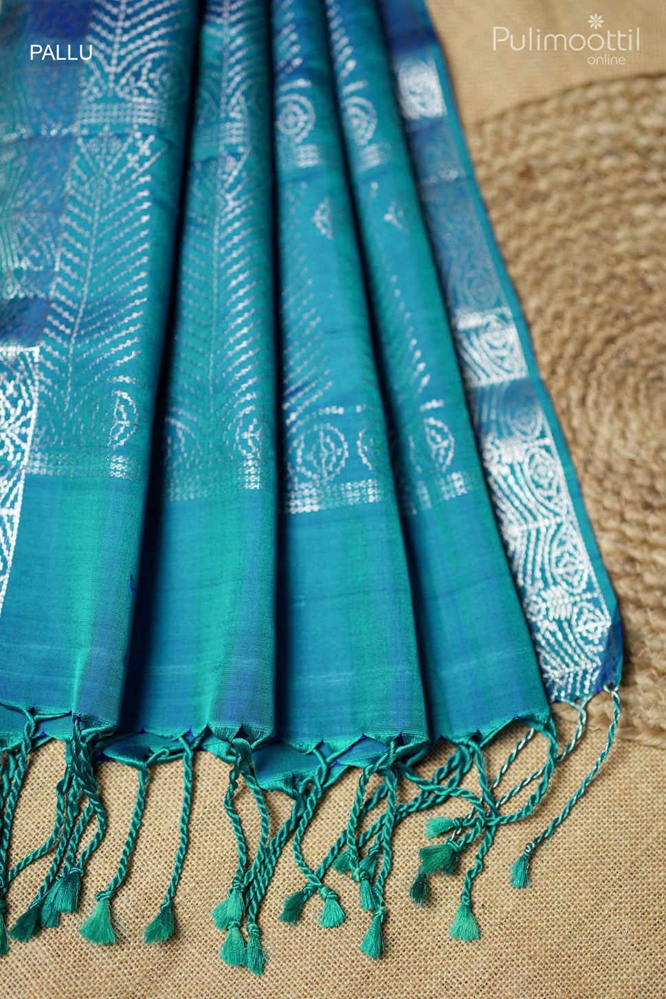 Peacock blue-colored Kanchipuram soft silk saree