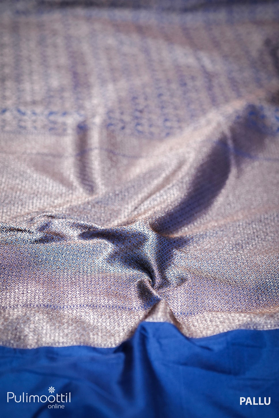 Navy Blue Colour Katan Banarasi Silk Saree.
