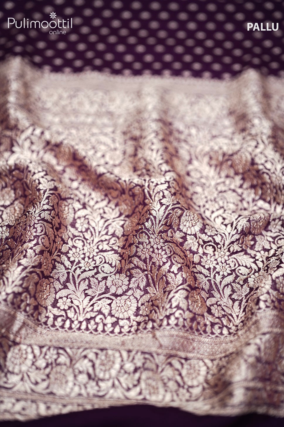 Grape Wine Shade Colour Georgette Banarasi Silk Saree.