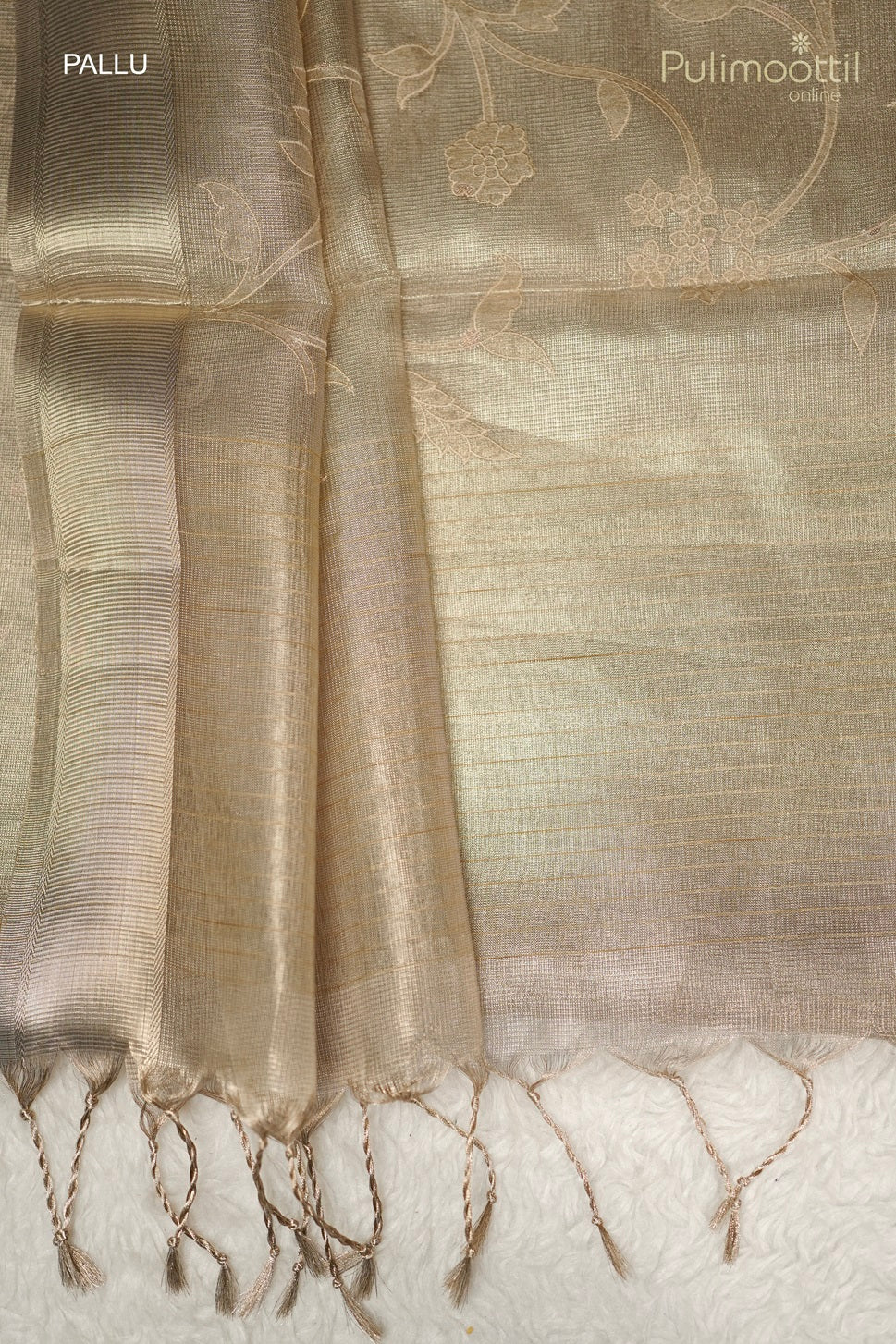 Golden Tissue Net Kota Appliqué Work Fancy Saree