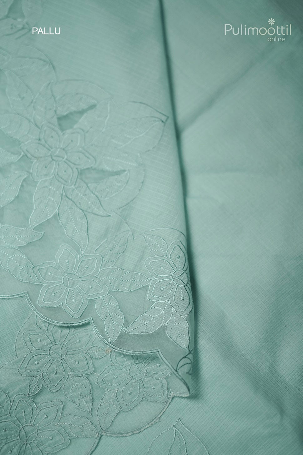 Pastel Blue Colour Net Cotta Appliqué Work Fancy Saree