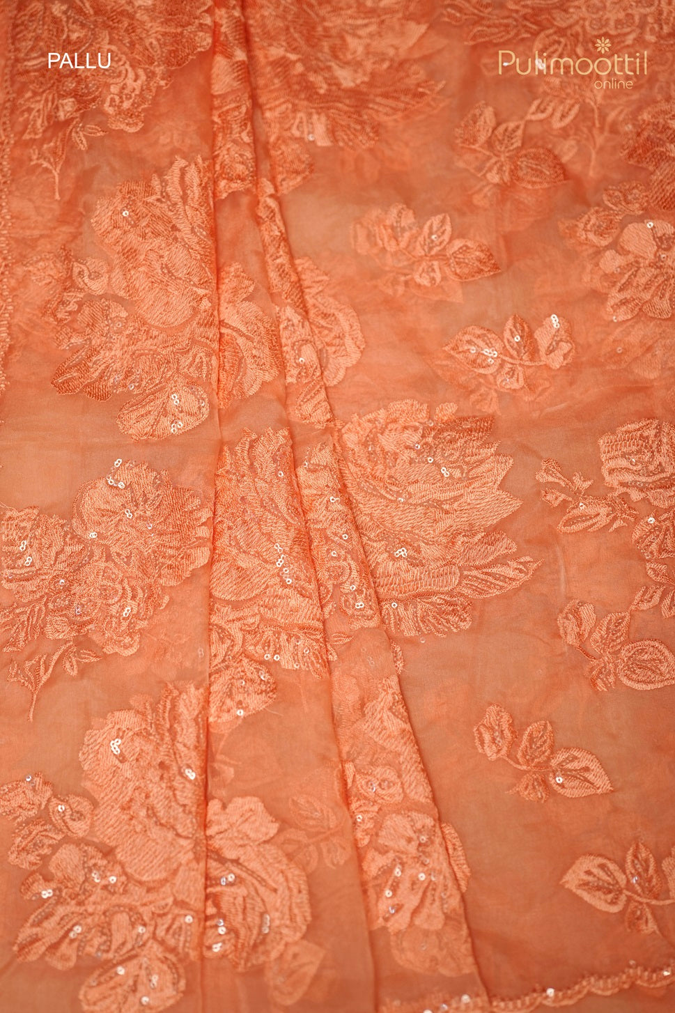 Light Orange Colour Organza Fancy Saree