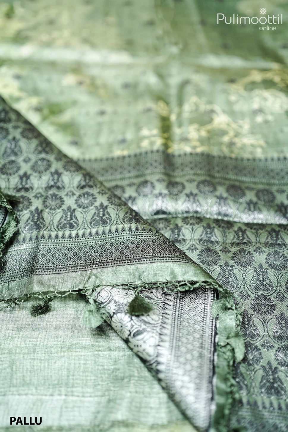 Pastel Green Tusser Silk Saree.