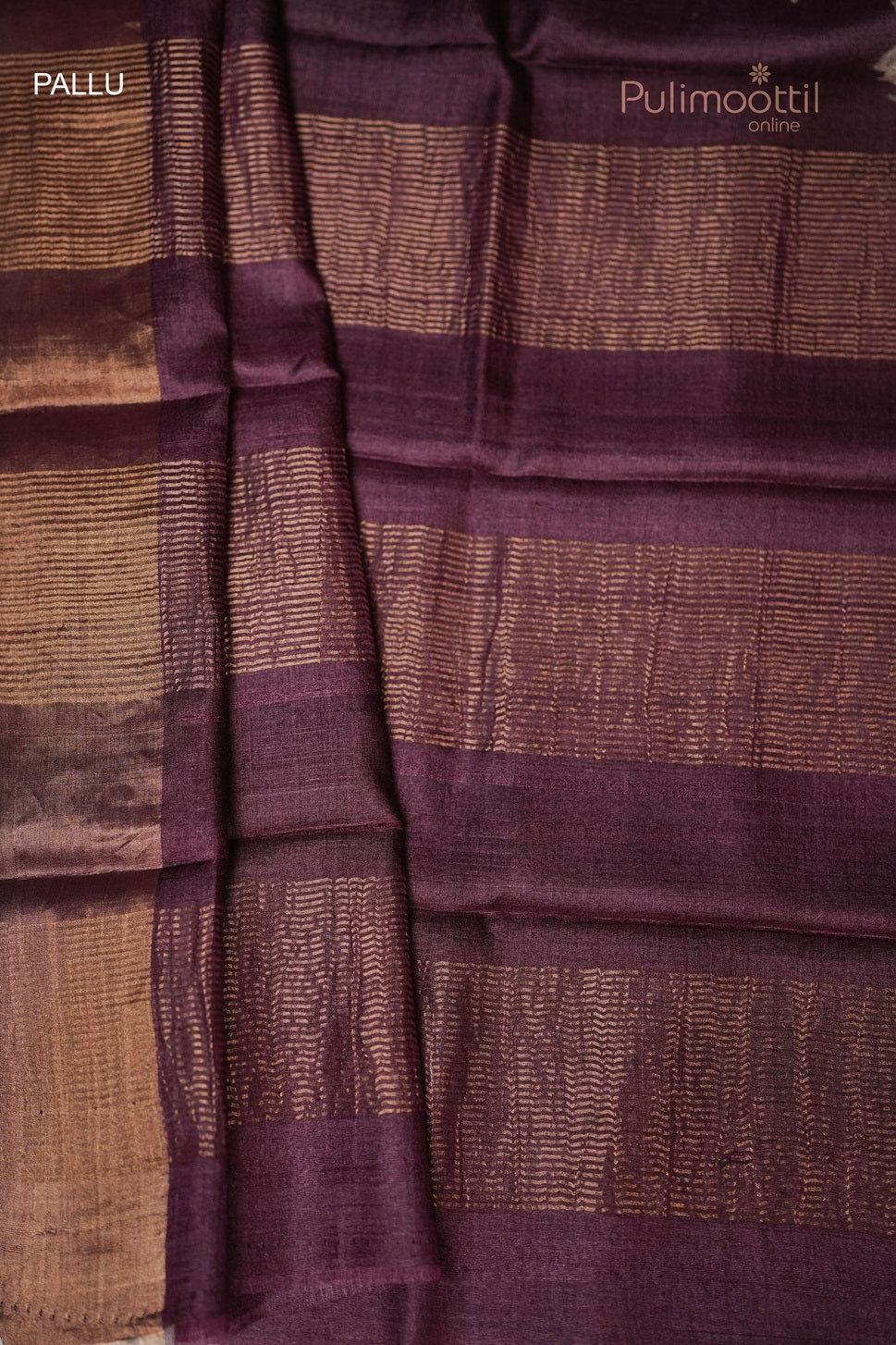 Dark Purple Shaded Floral Tussar Silk Saree