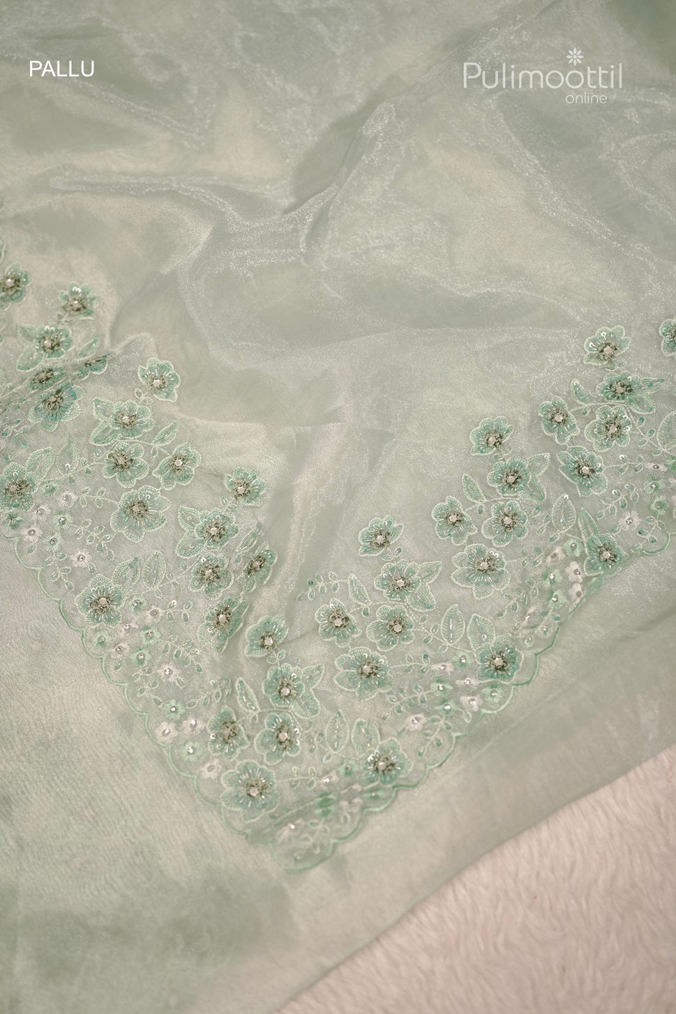Teal Blue Colour Organza Fancy Saree