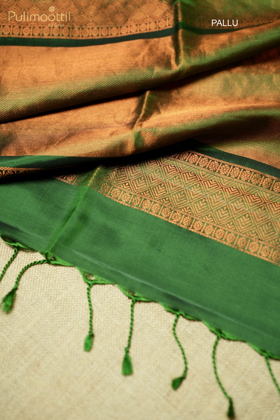 Olive Green Colour Kanchipuram Soft Silk Saree