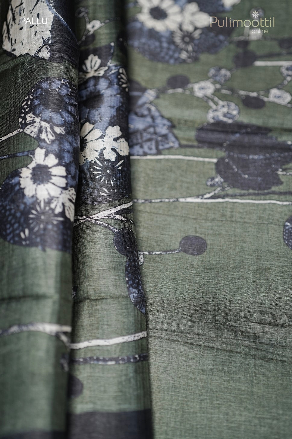 Olive green Colour Tussar Silk Saree