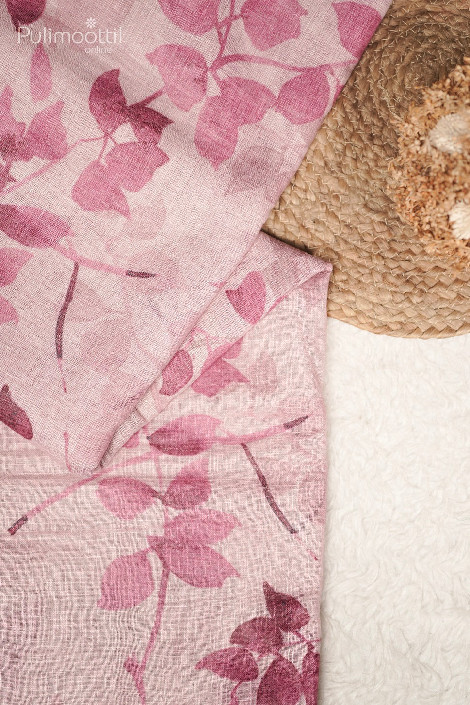 Pastel Pink Colour Linen Silk Saree