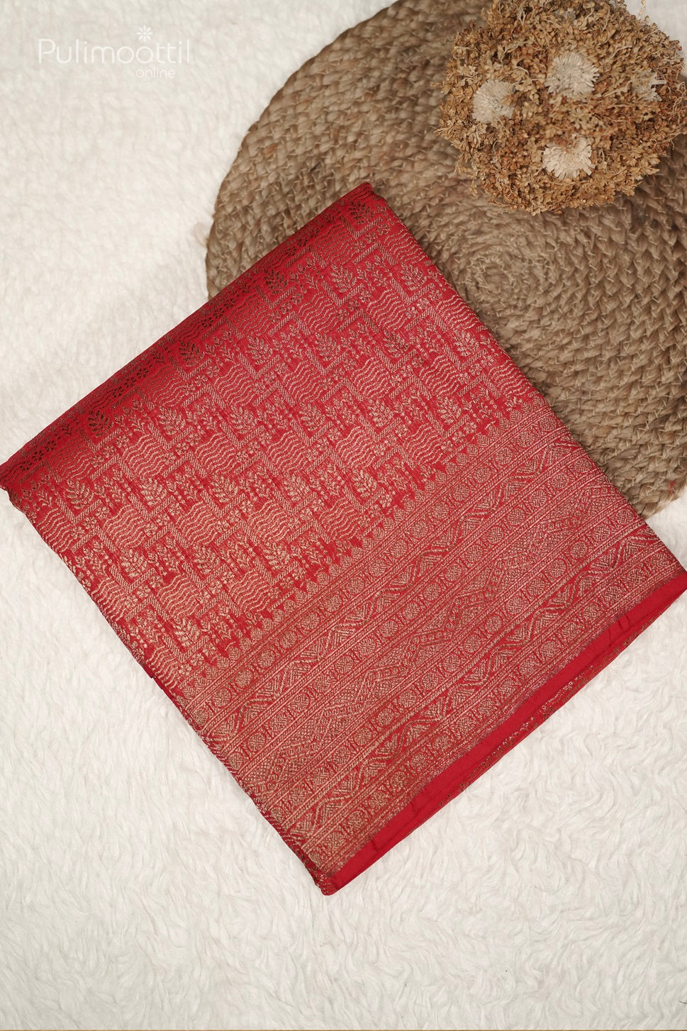 Chilli Red Colour Kattan Silk Saree.