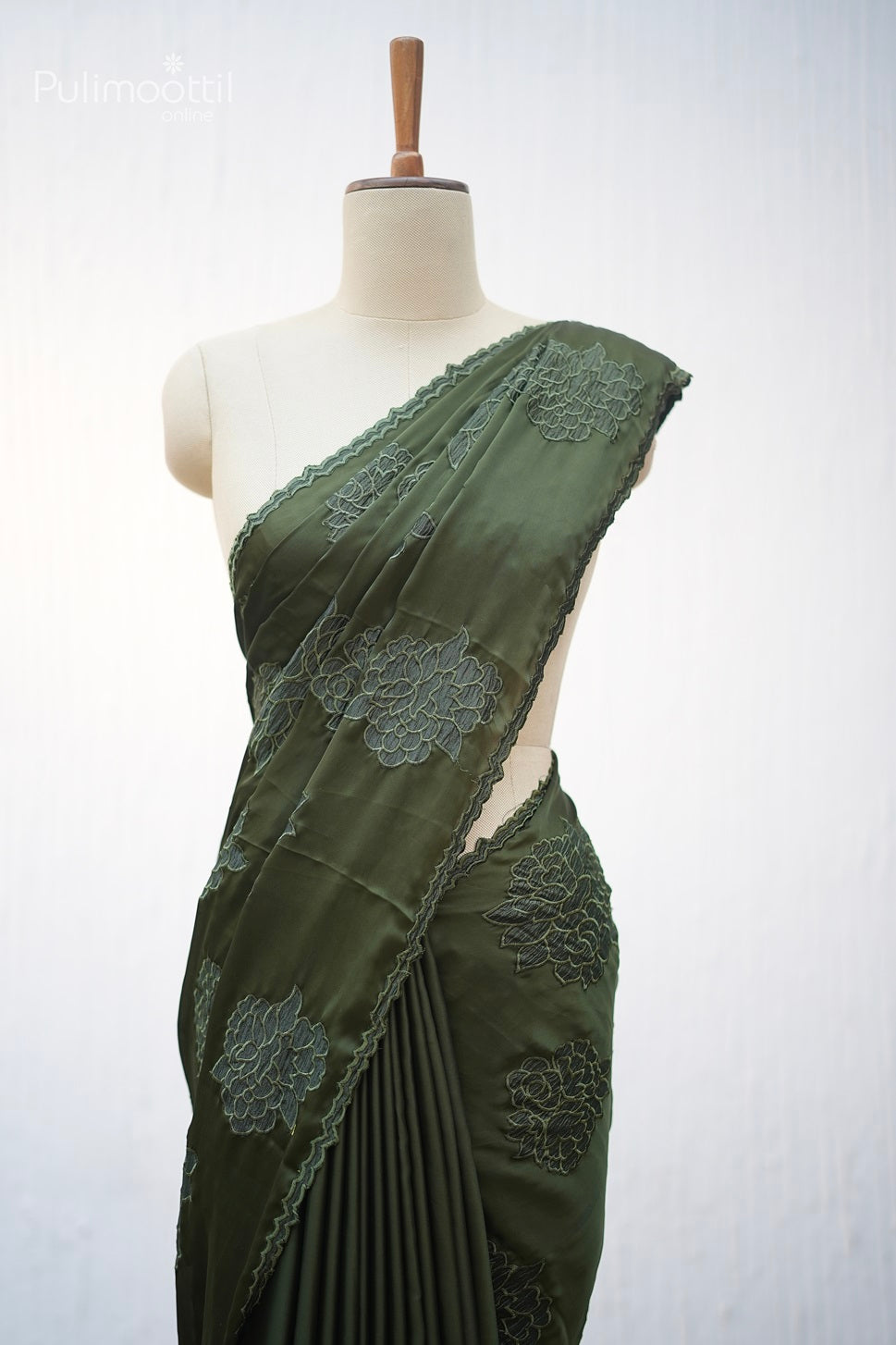 Green Colour  Satin Silk Saree