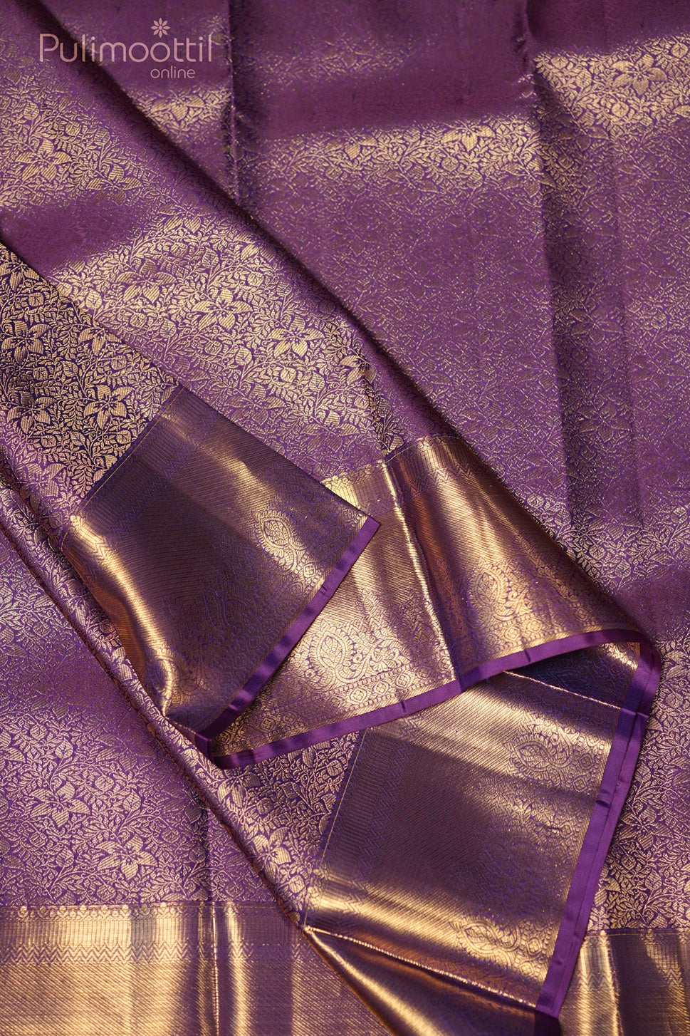 Violet Colour Kanchipuram Brocade Wedding Saree
