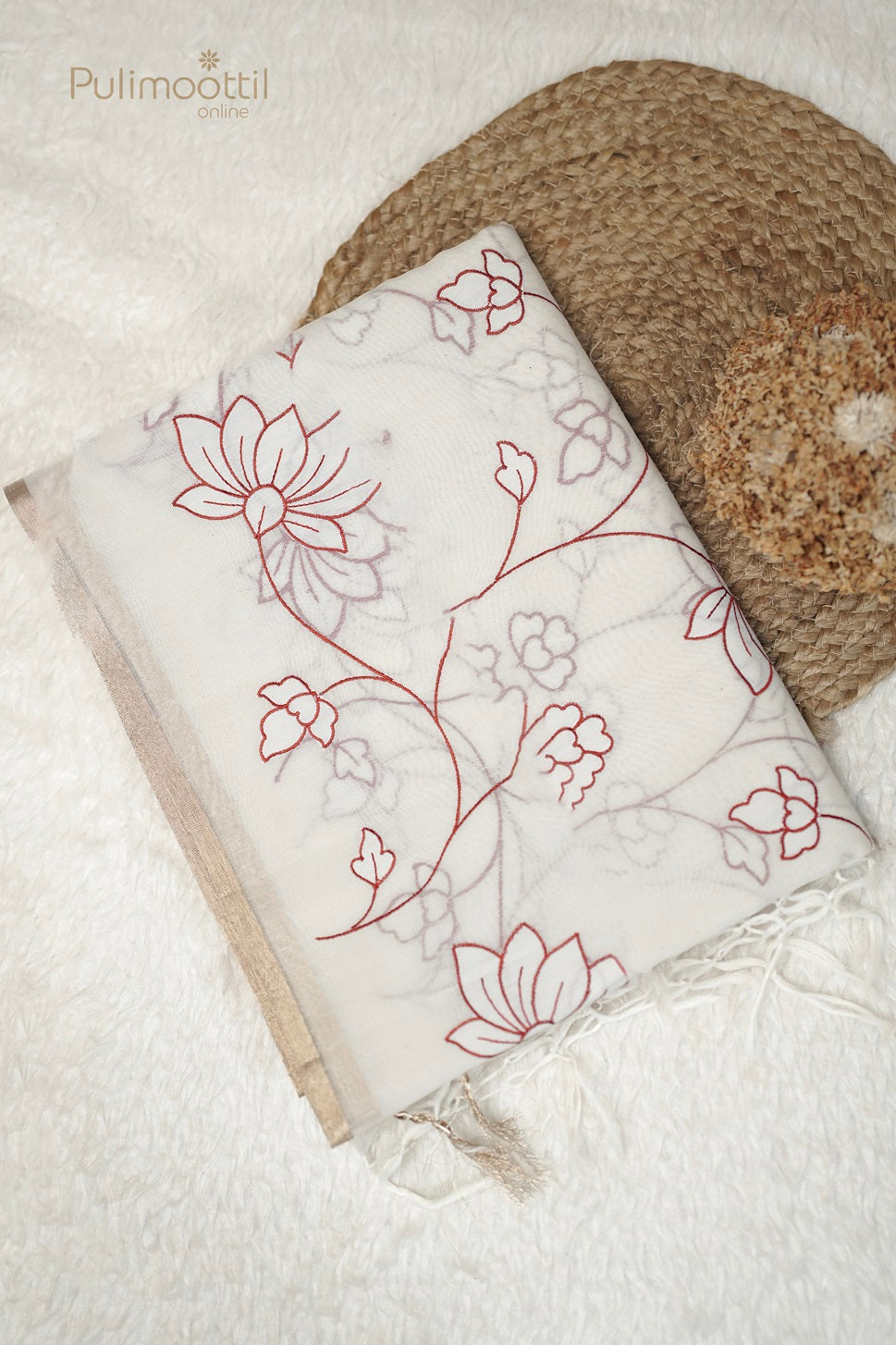 Cream Colour Chanderi Silk Saree