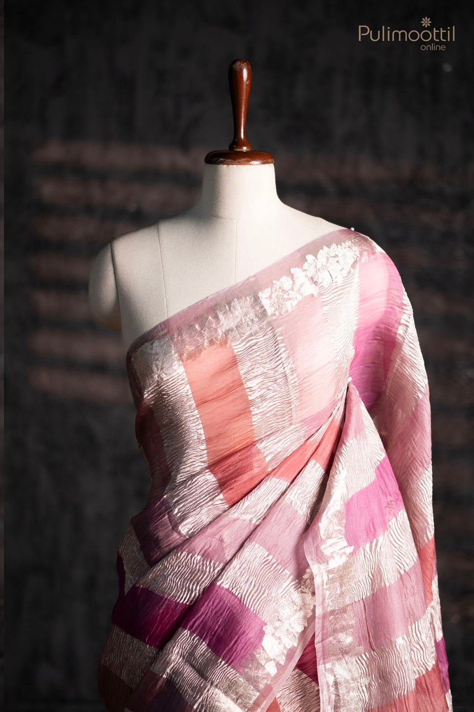 Multi colour fusion organza saree.