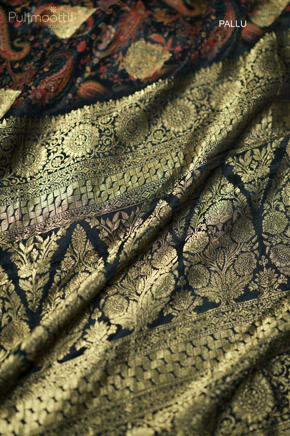 Black-colored Banarasi silk saree