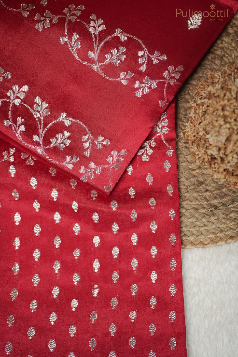 Red Colour Chiniya Silk Saree