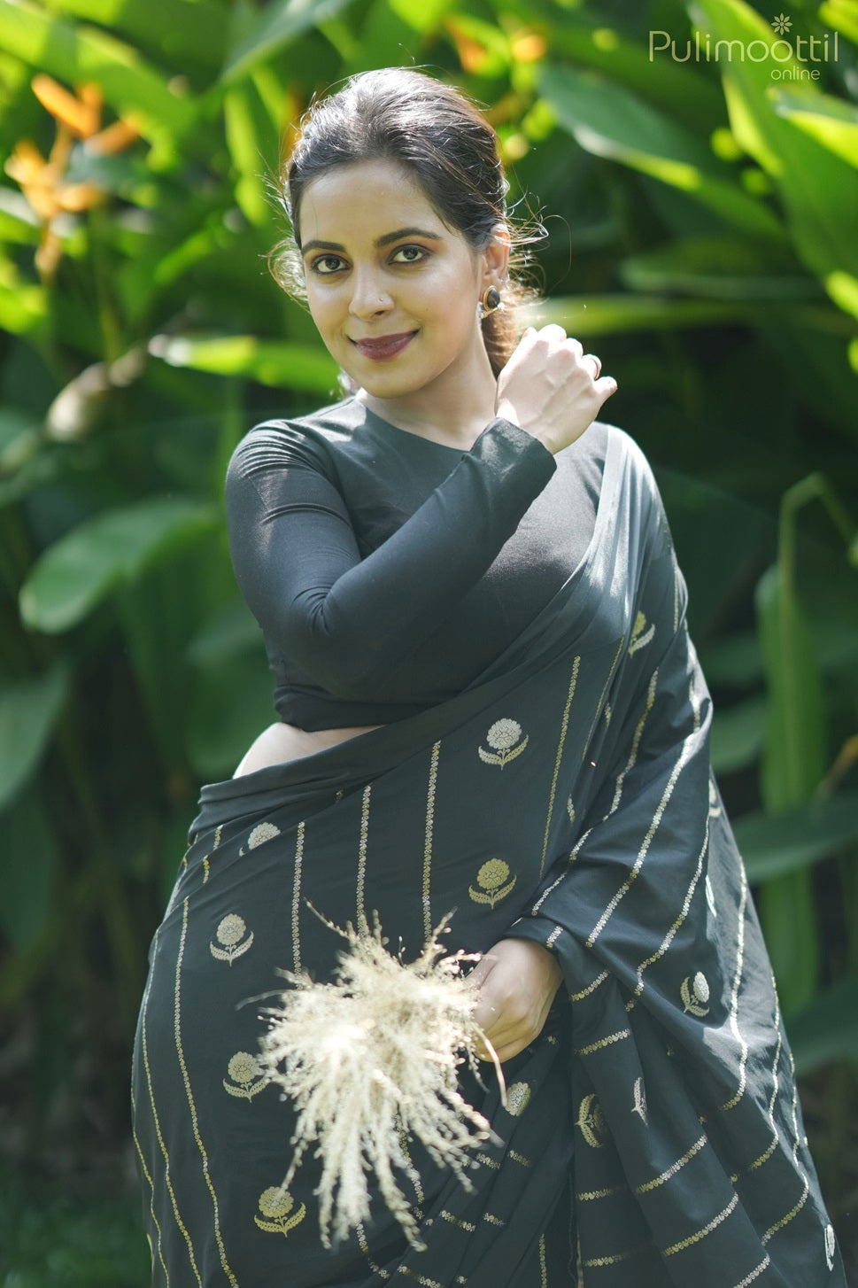 Black Colour Chiffon Banarasi Saree