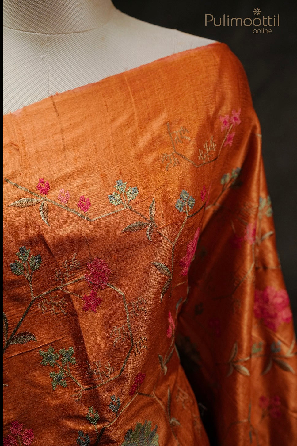 Scarlet Colour Tussar Silk Saree