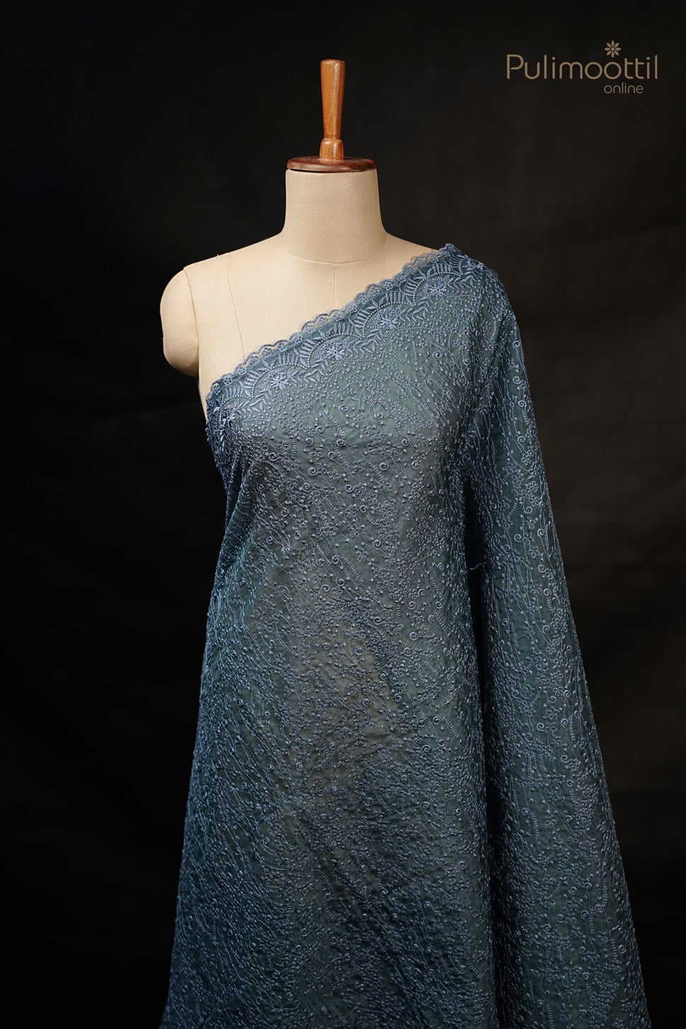 Lagoon Blue Colour Organza Fancy Saree