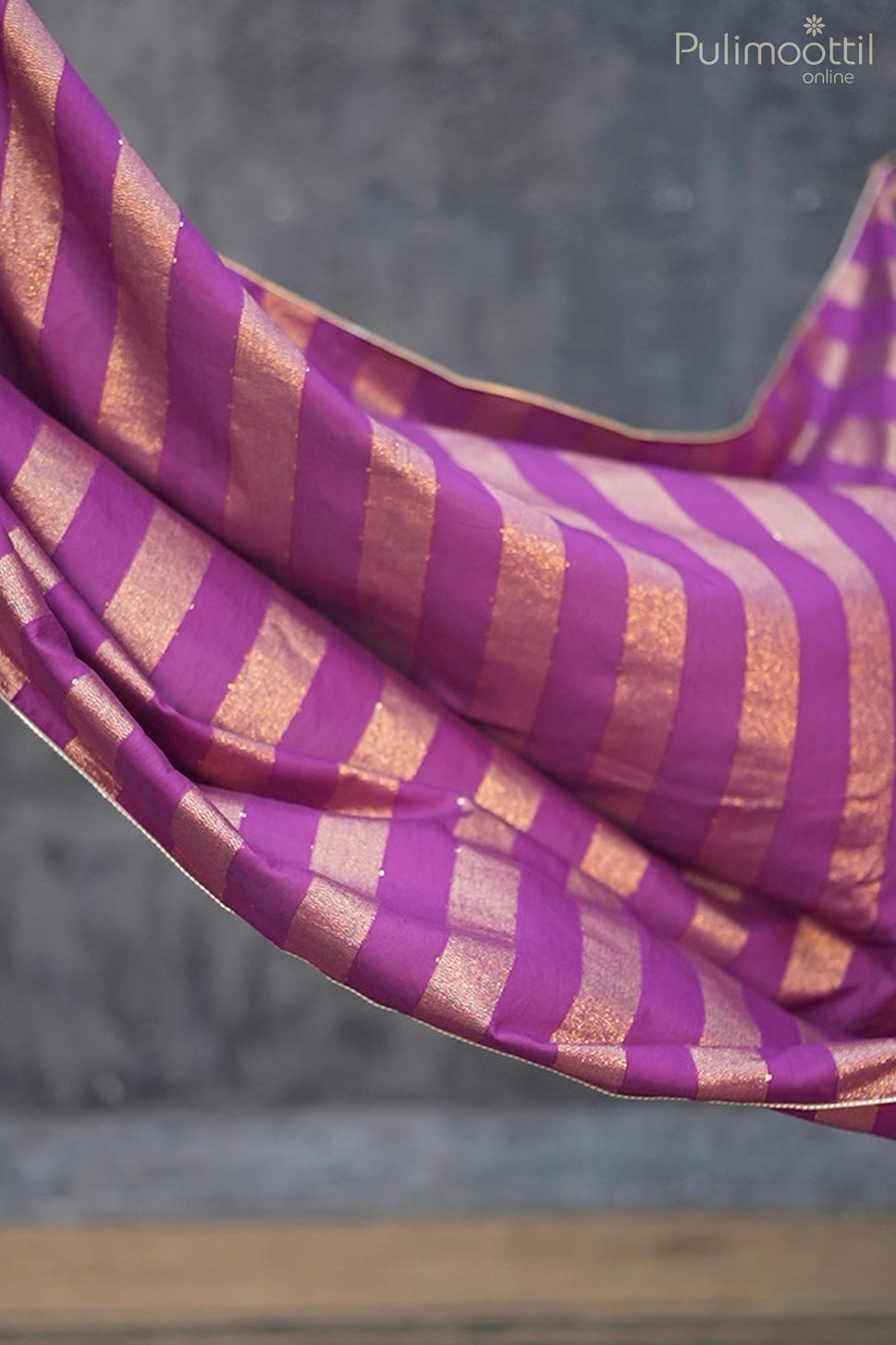 Violet Colour Semi Chanderi Fancy Saree