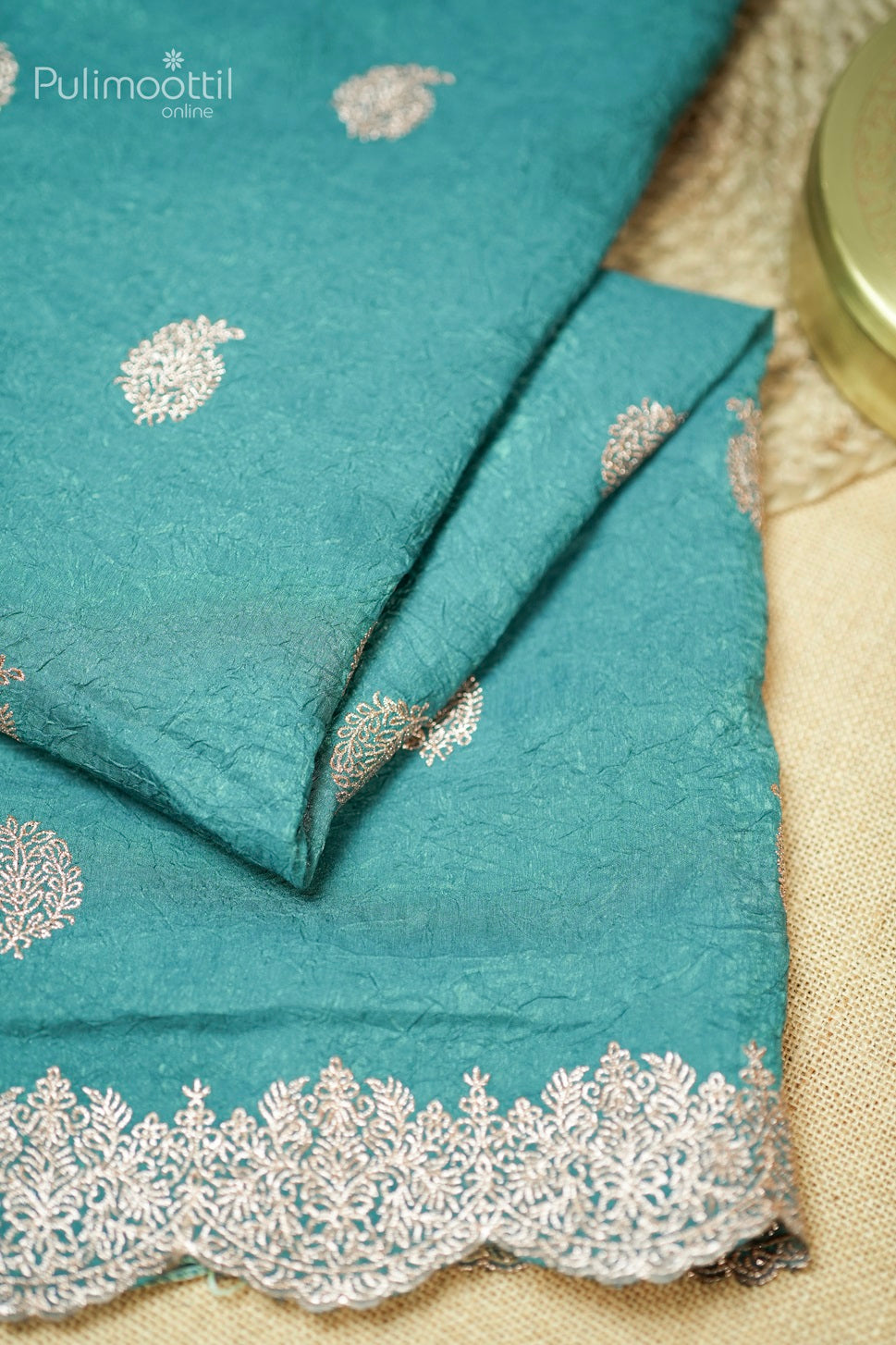 Light Cyan Colour Semi Silk Saree