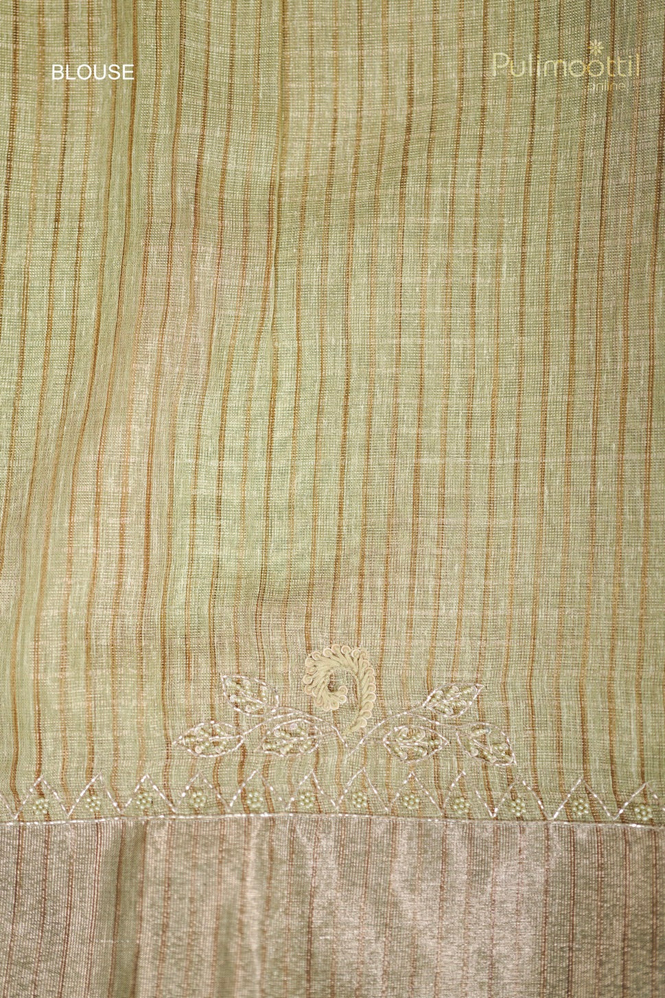 Pastel Olive Green Colour Tissue Fancy Saree