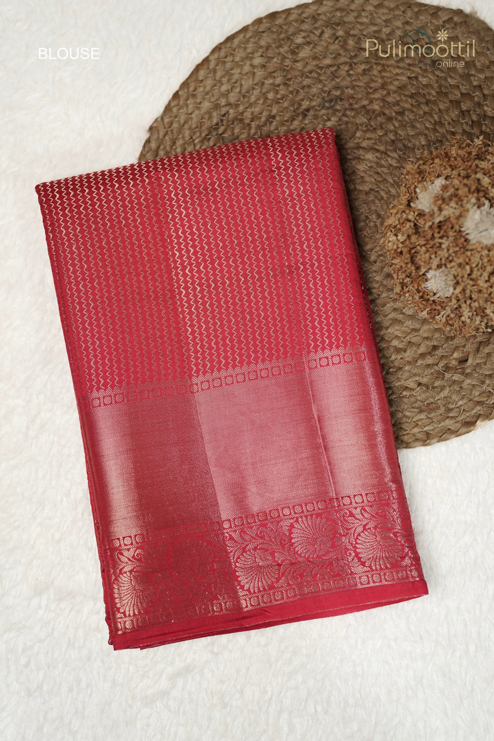 Red Colour Traditional Chiniya Silk Saree.