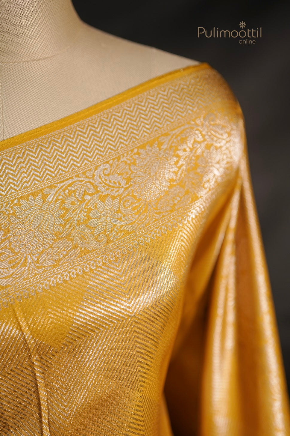 Yellow Green Colour Banarasi Silk Saree.
