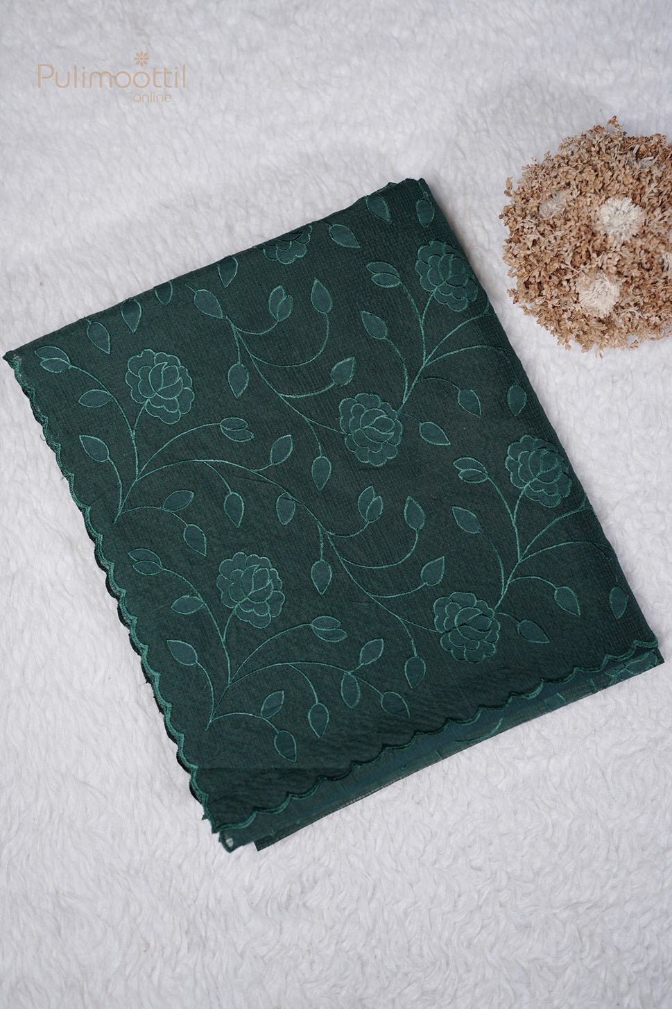 Bottle Green Colour NetCotta Applique Work Fancy Saree