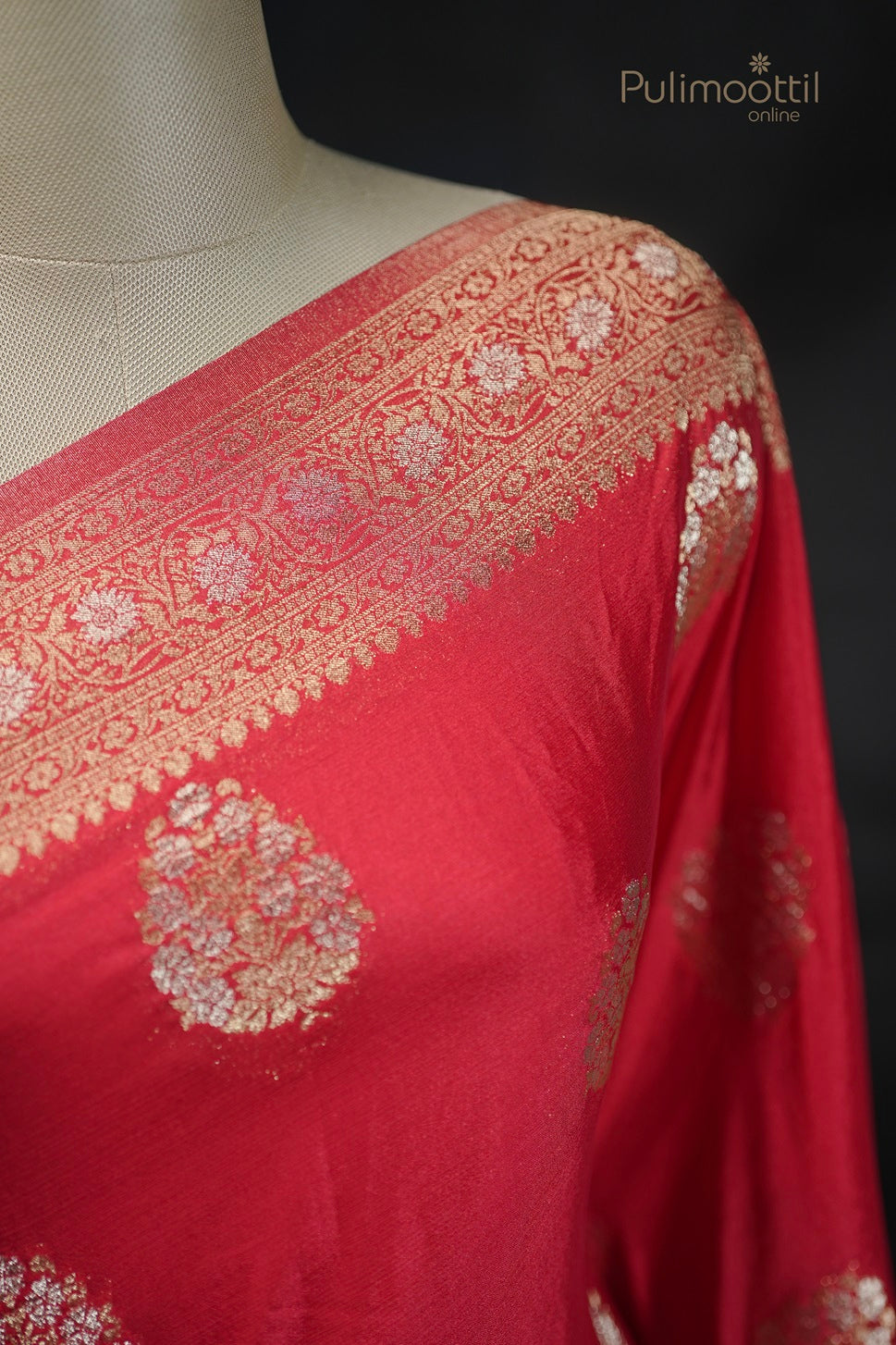 Chilly Red Colour Banarasi Silk Saree